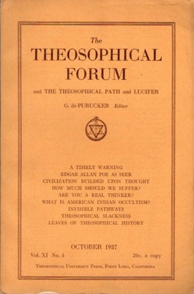 Item #13499 THEOSOPHICAL FORUM AND THE THEOSOPHICAL PATH AND LUCIFER: VOL. XI, NO. 4; OCTOBER,...