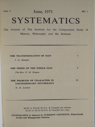 SYSTEMATICS: VOLUME 9: The Journal of the Institute for the Comparative Study of History, Philosophy and the Sciences