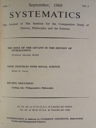 SYSTEMATICS: VOLUME 7: The Journal of the Institute for the Comparative Study of History, Philosophy and the Sciences