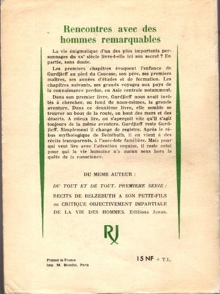 RENCONTRES AVEC DES HOMMES REMARQUABLES.