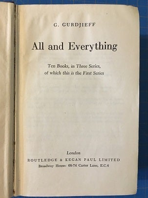 ALL AND EVERYTHING (FIRST SERIES, BEELZEBUB'S TALES TO HIS GRANDSON).