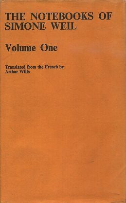 Item #17425 THE NOTEBOOKS: VOLUME ONE. Simone Weil