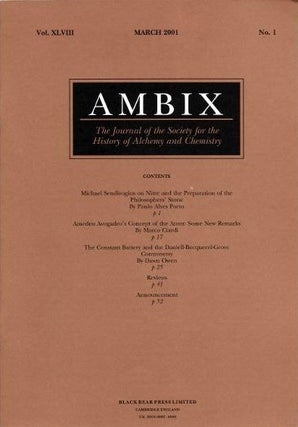 Item #18878 AMBIX: VOLUME XLVIII, NO. 1, MARCH 2001. Paulo Alves Porto, Marco Ciardi, Dawn Owen,...