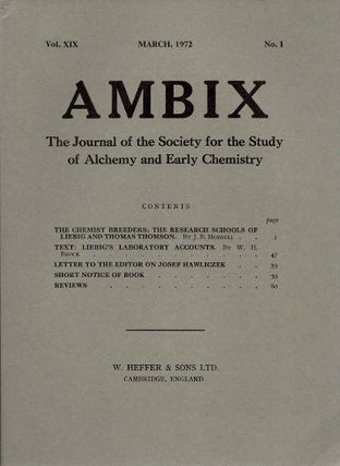 Item #18917 AMBIX, VOL. XIX: The Journal of the Society for the Study of Alchemy and Early...