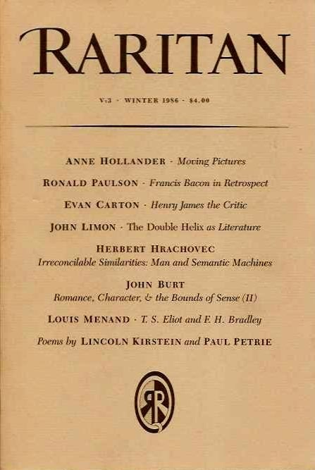 Item #19336 RARITAN: VOL. V, NO. 3, WINTER 1986: A Quarterly Review. Richard Poirier.