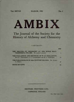 Item #19395 AMBIX, VOL. XXVIII: The Journal of the Society for the Study of Alchemy and Early...