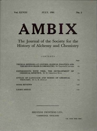 AMBIX, VOL. XXVIII: The Journal of the Society for the Study of Alchemy and Early Chemistry