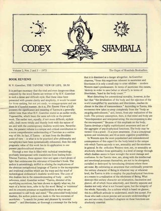 Item #19960 CODEX SHAMBHALA, VOL. 2 NOS. 2 & 3 SEPTEMBER 1973. Karl Ray