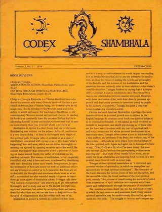Item #20333 CODEX SHAMBHALA, VOL. 3 NO. 1 1974. Karl Ray
