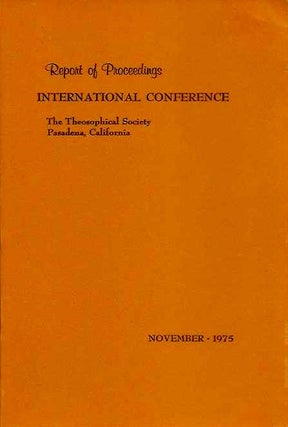 Item #20364 REPORT OF PROCEEDINGS: INTERNATIONAL CONFERENCE. Grace F. Knoche