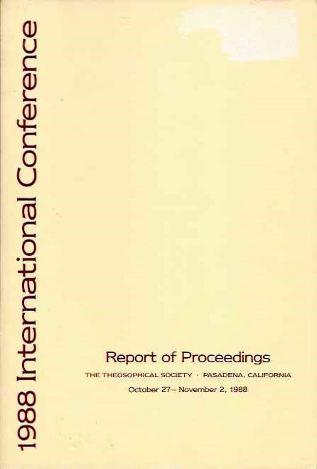 Item #20365 REPORT OF PROCEEDINGS: INTERNATIONAL CONFERENCE. Grace F. Knoche.