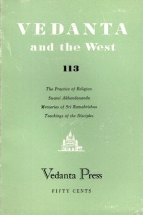 Item #22494 VEDANTA AND THE WEST 113. Swami Prabhavananada, Swami Vivekananda