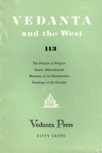 Item #22494 VEDANTA AND THE WEST 113. Swami Prabhavananada, Swami Vivekananda.