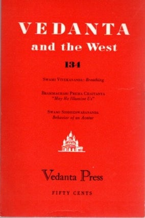 Item #22498 VEDANTA AND THE WEST 134. Swami Prabhavananada, Swami Vivekananda