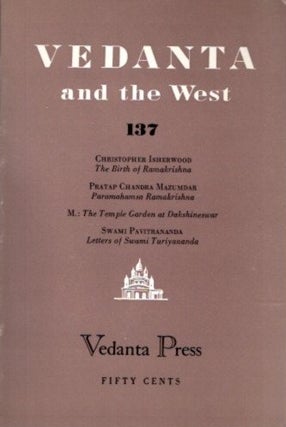 Item #22500 VEDANTA AND THE WEST 137. Swami Prabhavananada, Christopher Isherwood