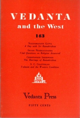 Item #22505 VEDANTA AND THE WEST 143. Swami Prabhavananada, Christopher Isherwood.