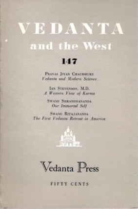Item #22509 VEDANTA AND THE WEST 147. Swami Prabhavananada