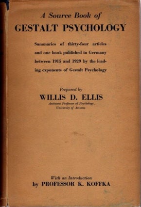 Item #22993 SOURCE BOOK OF GESTALT PSYCHOLOGY. Willis D. Ellis