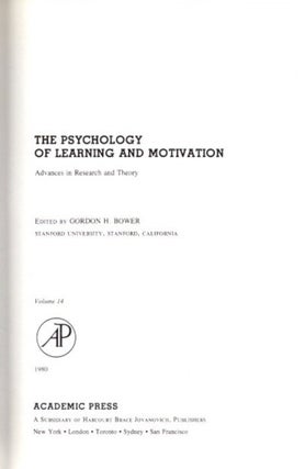 THE PSYCHOLOGY OF LEARNING AND MOTIVATION: VOLUME 14: Advances in research and Theory