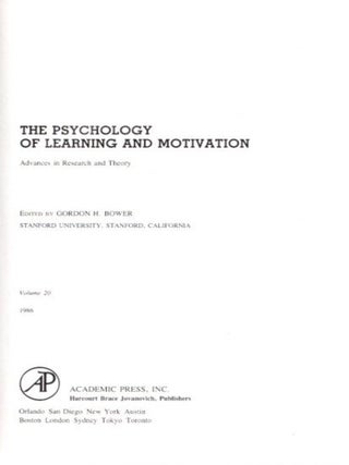 THE PSYCHOLOGY OF LEARNING AND MOTIVATION: VOLUME 20: Advances in research and Theory