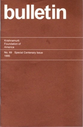 Item #23355 KRISHNAMURTI FOUNDATION BULLETIN. Krishnamurti