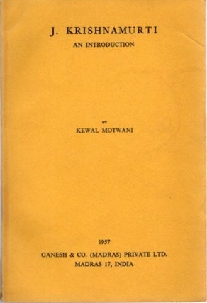 Item #23374 J. KRISHNAMURTI: An Introduction. Kewal Motwani