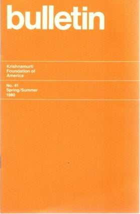 Item #23410 KRISHNAMURTI FOUNDATION BULLETIN. Krishnamurti