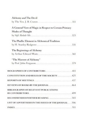 JOURNAL OF THE ALCHEMICAL SOCIETY 1913 - 1915.