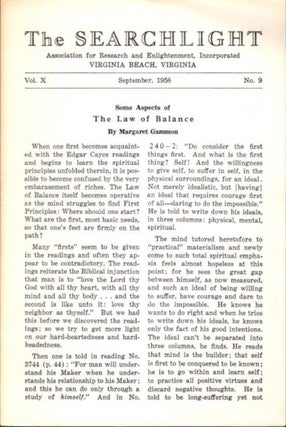 Item #24453 THE LAW OF BALANCE: The Searchlight, Vol. X, No. 9. Margaret Gammon