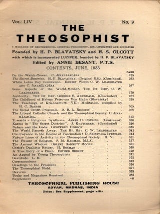 THE THEOSOPHIST: VOL. LIV, NO. 9: June 1933
