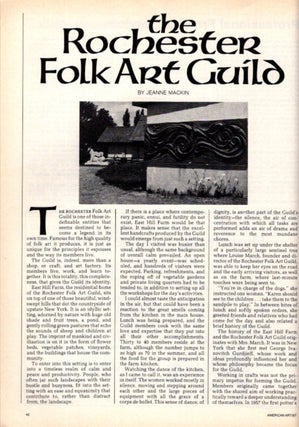 ROCHESTER FOLK ART GUILD: In American Artist November 1980