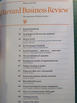 HARVARD BUSINESS REVIEW: VOLUME LIX, 1981: The Magazine of Decision Makers