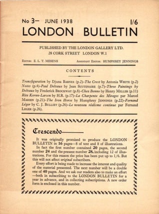 LONDON BUTTETIN NO 3, JUNE 1938.