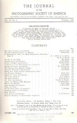 THE JOURNAL OF THE PHOTOGRAPHIC SOCIETY OF AMERICA VOL 10 NO 8 OCTOBER, 1944.