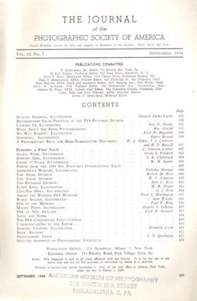 THE JOURNAL OF THE PHOTOGRAPHIC SOCIETY OF AMERICA VOL 10 NO 7 SEPTEMBER, 1944.
