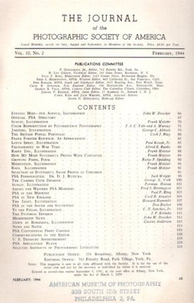THE JOURNAL OF THE PHOTOGRAPHIC SOCIETY OF AMERICA VOL 10 NO 2 FEBRUARY, 1944.