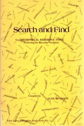 Item #25195 SEARCH AND FIND: Theosophical Reference Index (following the Blavatsky tradition)....