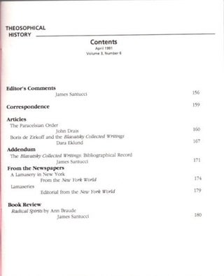 THEOSOPHICAL HISTORY: A Quarterly Journal of Research: Volume III, Issue 6, April 1991