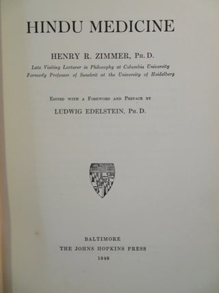 Item #25806 HINDU MEDICINE. Henry R. Zimmer