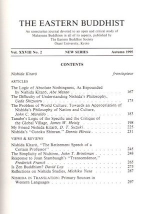 THE EASTERN BUDDHIST: NEW SERIES, VOL. XXVIII, NO. 2, NEW SERIES: Nishida Kitaro Memorial Issue