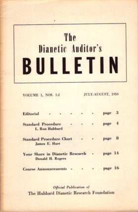 Item #26749 THE DIANETICS AUDITOR'S BULLETIN, VOLUME 1, NOS. 1-2: July-August, 1950. L. Ron...