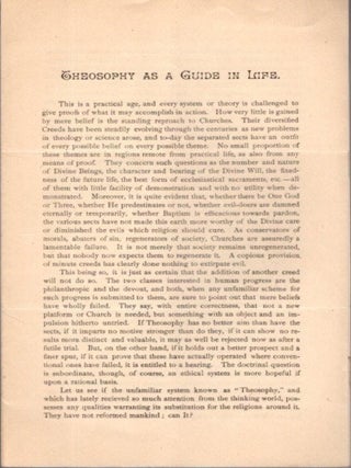 Item #26906 THEOSOPHY AS A GUIDE IN LIFE. Alexander Fullerton, William Quan Judge, attributed to