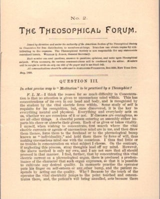 Item #26907 THE THEOSOPHICAL FORUM NO. 2. Alexander Fullerton