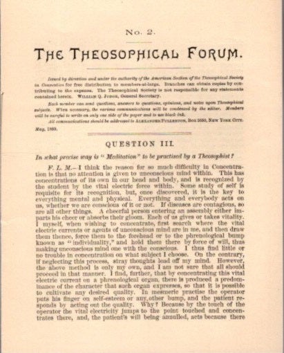 Item #26907 THE THEOSOPHICAL FORUM NO. 2. Alexander Fullerton.