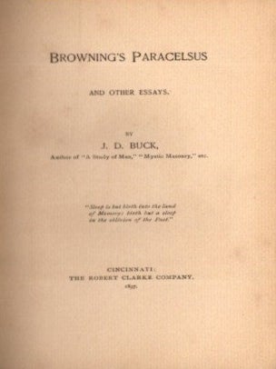 BROWNING'S PARACELSUS AND OTHER ESSAYS.
