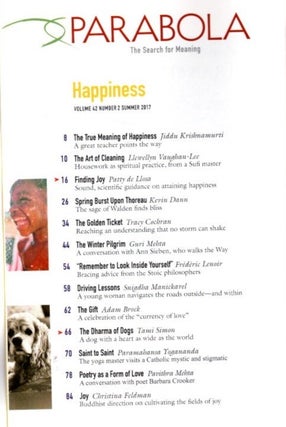 HAPPINESS: PARABOLA, VOL. 42, NO. 2, SUMMER 2017.