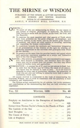 THE SHRINE OF WISDOM: NO. 46, WINTER 1930: A Quarterly Devoted to Synthetic Philosophy, Religion & Mysticism