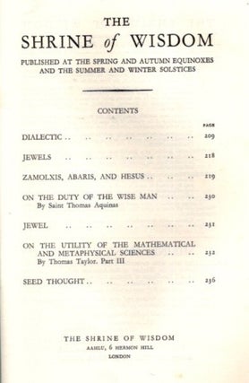 THE SHRINE OF WISDOM: NO. 56, SUMMER 1933: A Quarterly Devoted to Synthetic Philosophy, Religion & Mysticism
