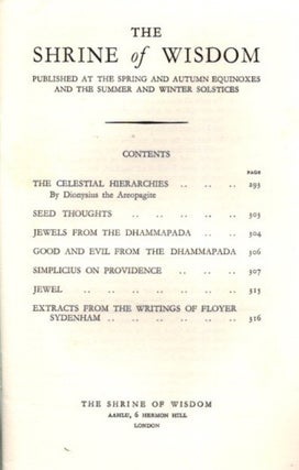 THE SHRINE OF WISDOM: NO. 59, SPRING 1934: A Quarterly Devoted to Synthetic Philosophy, Religion & Mysticism
