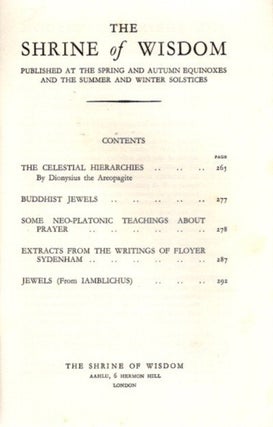 THE SHRINE OF WISDOM: NO. 58, WINTER 1933: A Quarterly Devoted to Synthetic Philosophy, Religion & Mysticism
